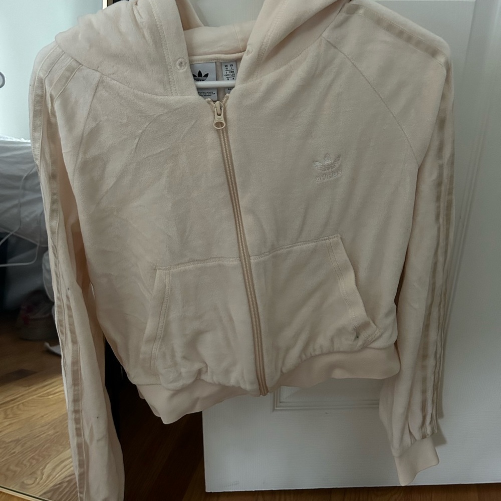 Adidas velour zip up sweatshirt